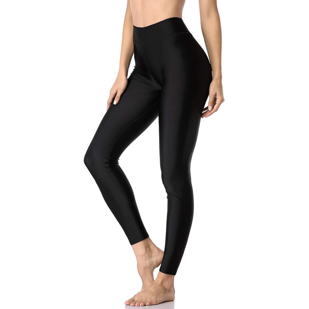 Swim Leggings Women Swimming Pants UPF 50+ Rash Guard Pants Black L